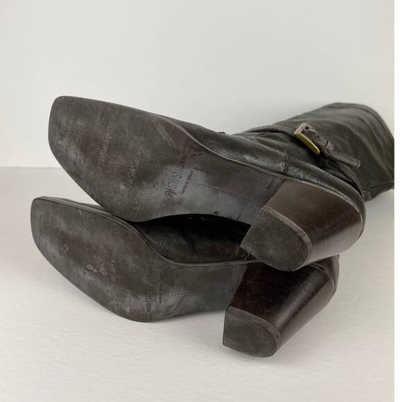 Stuart Weitzman Brown Leather Calf Heel Boots Buckle Size 6 M - Picture 7 of 13